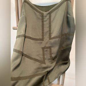 Banana Republic Olive Green, Sage Silk Embroidered top Size Small